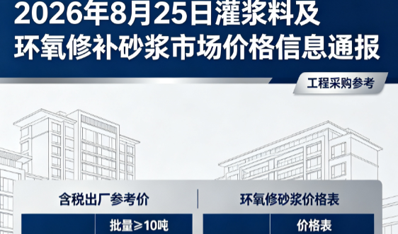 故城2026年8月25日灌浆料及环氧修补砂浆市场价格信息通报